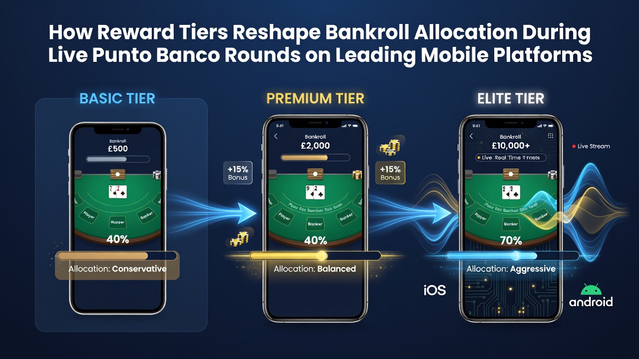 Darstellung von Belohnungsstufen und Bankroll-Allokation in mobilen Punto-Banco-Spielen